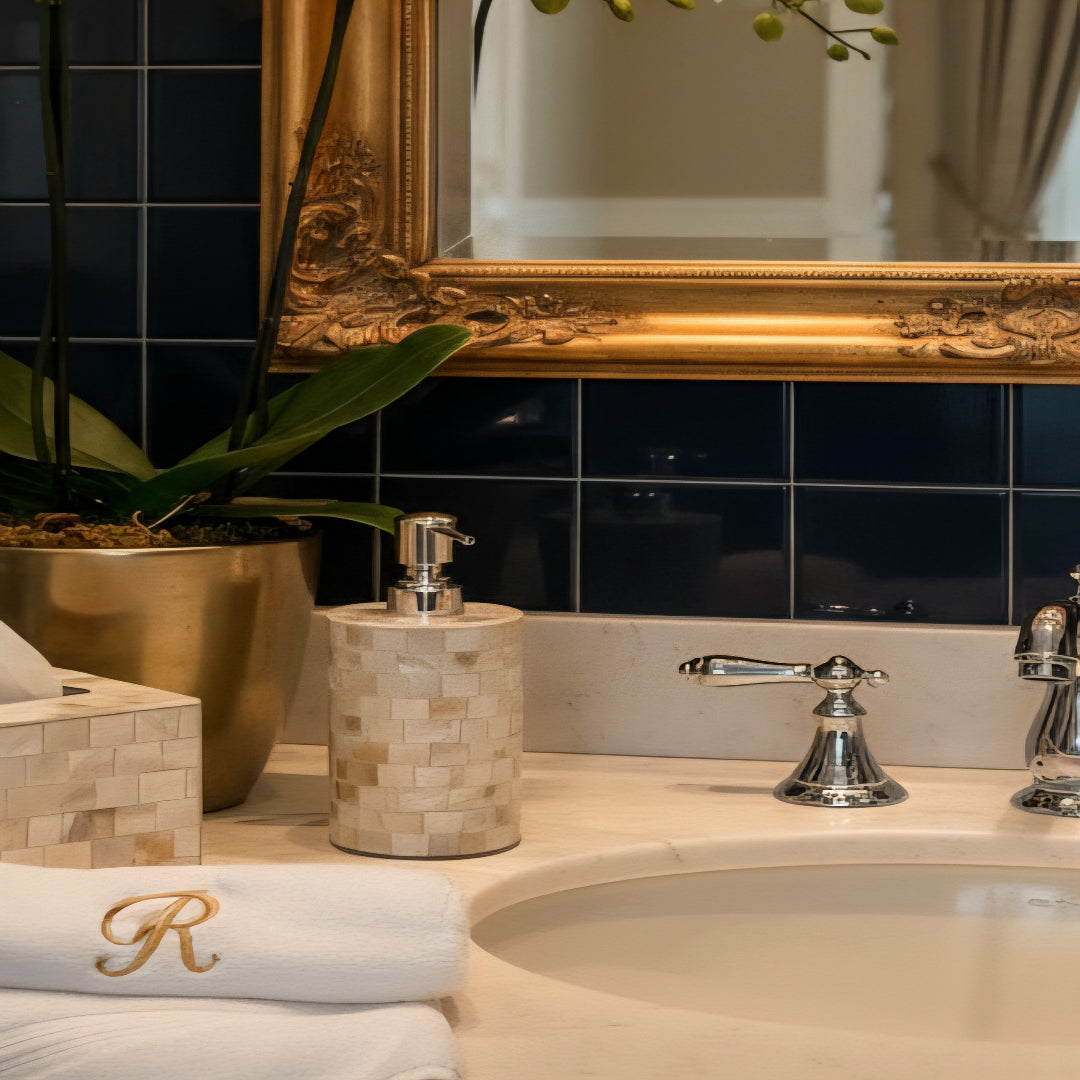 Mother of Pearl Round Soap Dispenser