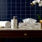 Mother of Pearl Round Soap Dispenser with Tissue Box