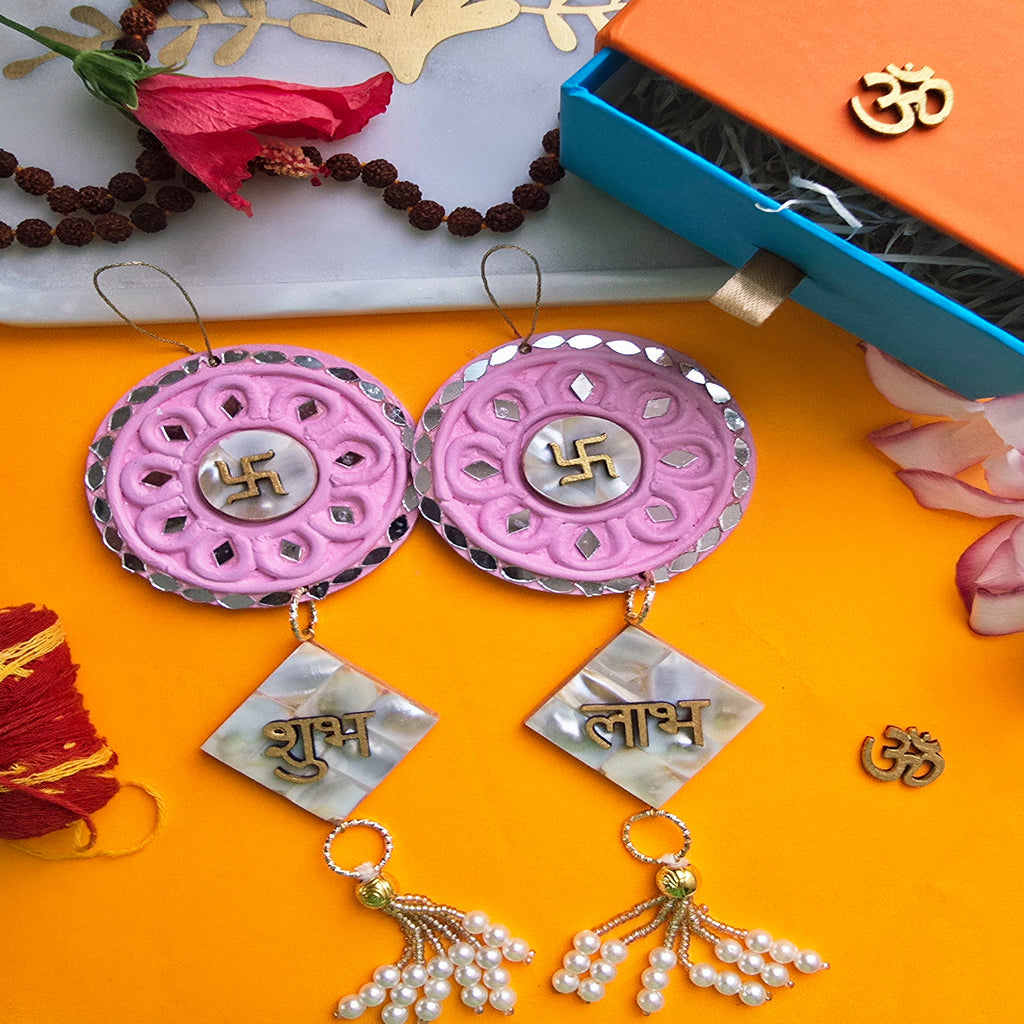 Pink Shubh Labh Door Hangings