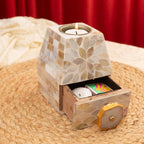 Mother of Pearl Tealight Holder with Small Drawer