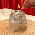 Mother of Pearl Tealight Holder with Small Drawer