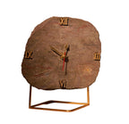 Natural Brown Peacock Slate Desktop Clock