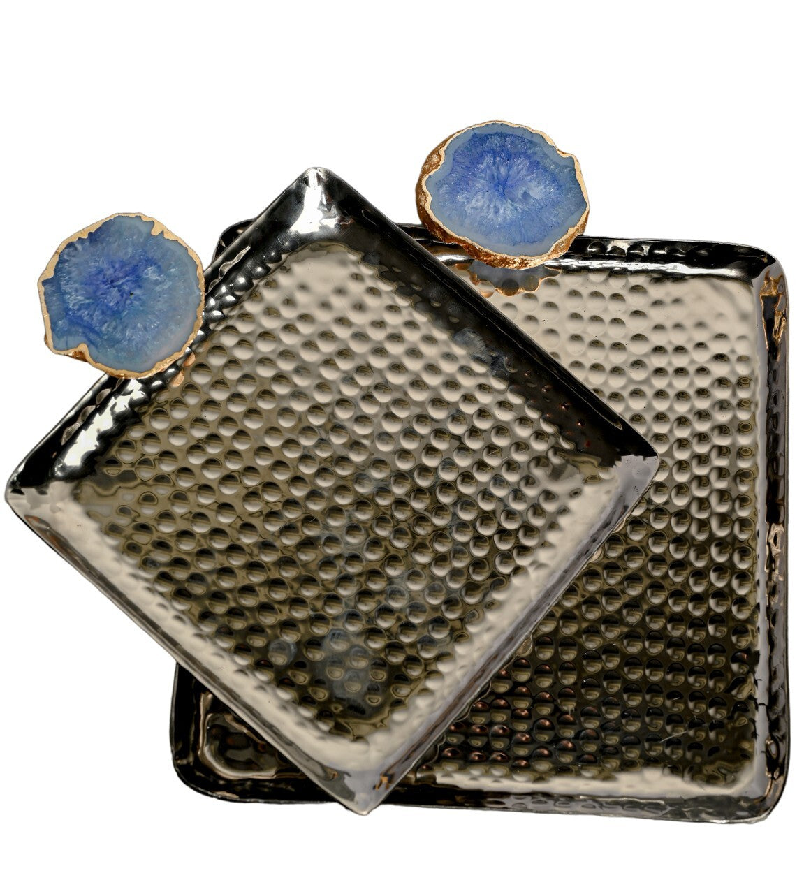 Square Aluminum Tray with Purple Agate