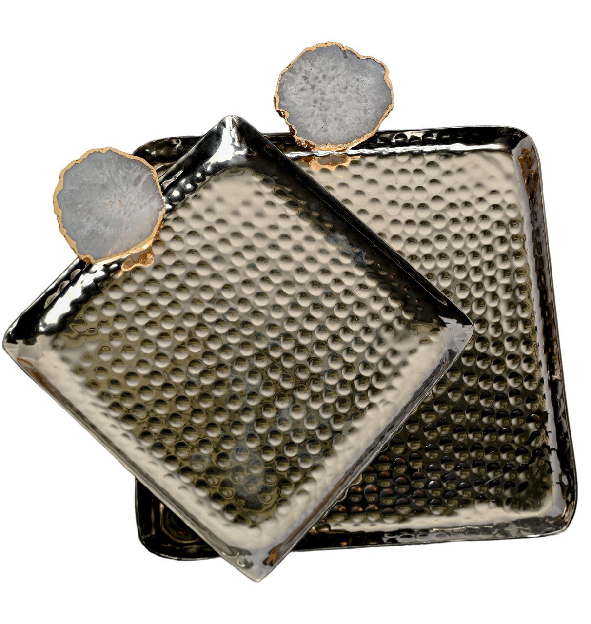 Square Aluminum Tray with Green Agate