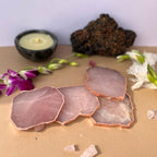 Rose Quartz Coaster Rose Gold Plated Set of 4