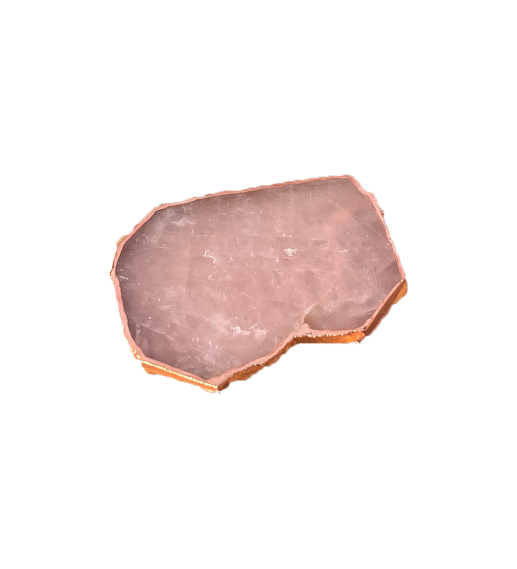 Rose Quartz Coaster Rose Gold Plated Set of 4