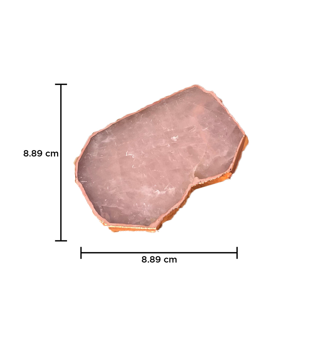 Rose Quartz Coaster Rose Gold Plated Set of 4