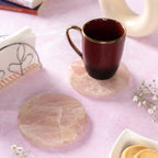 Rose Quartz Round Resin Coaster Set of 2