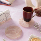 Rose Quartz Round Resin Coaster Set of 2