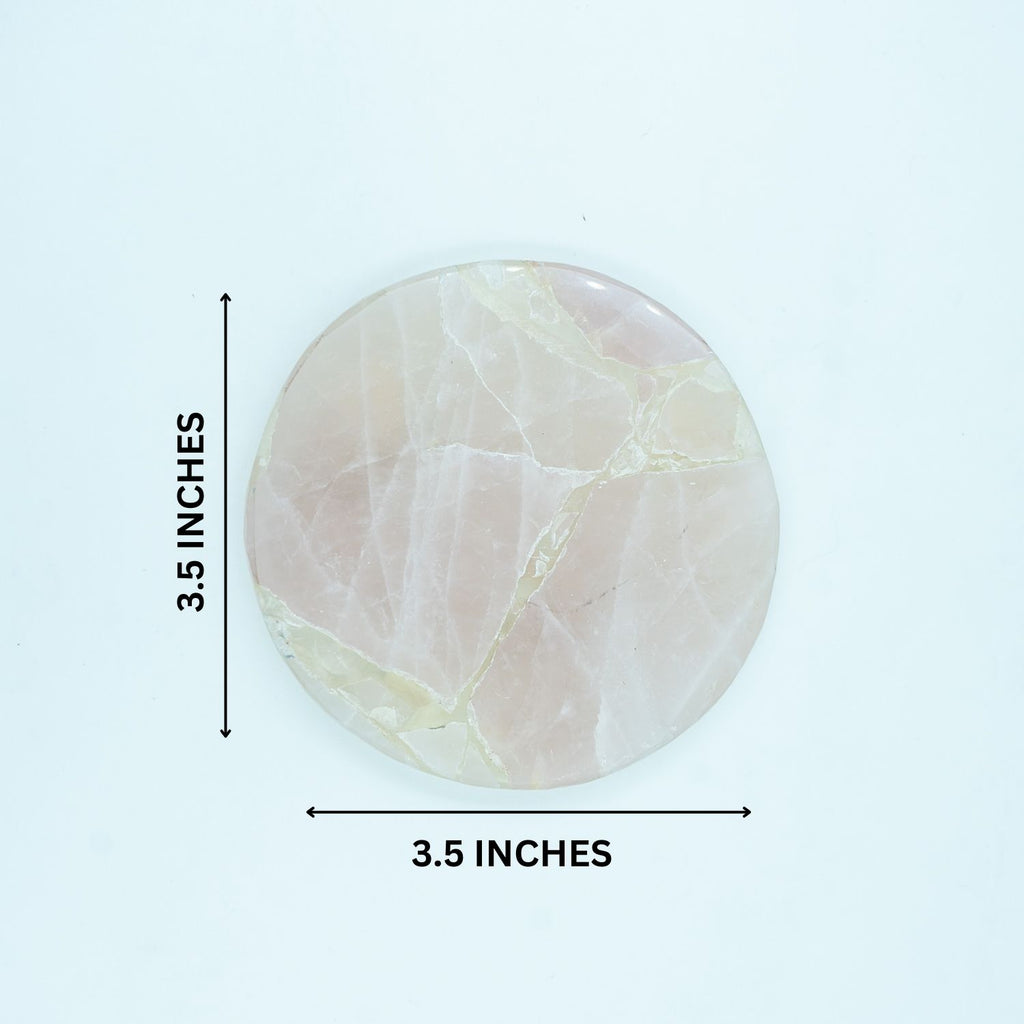 Rose Quartz Round Resin Coaster Set of 2