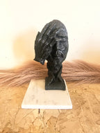 Black Thinking Face in Hand Resin Decor Statue