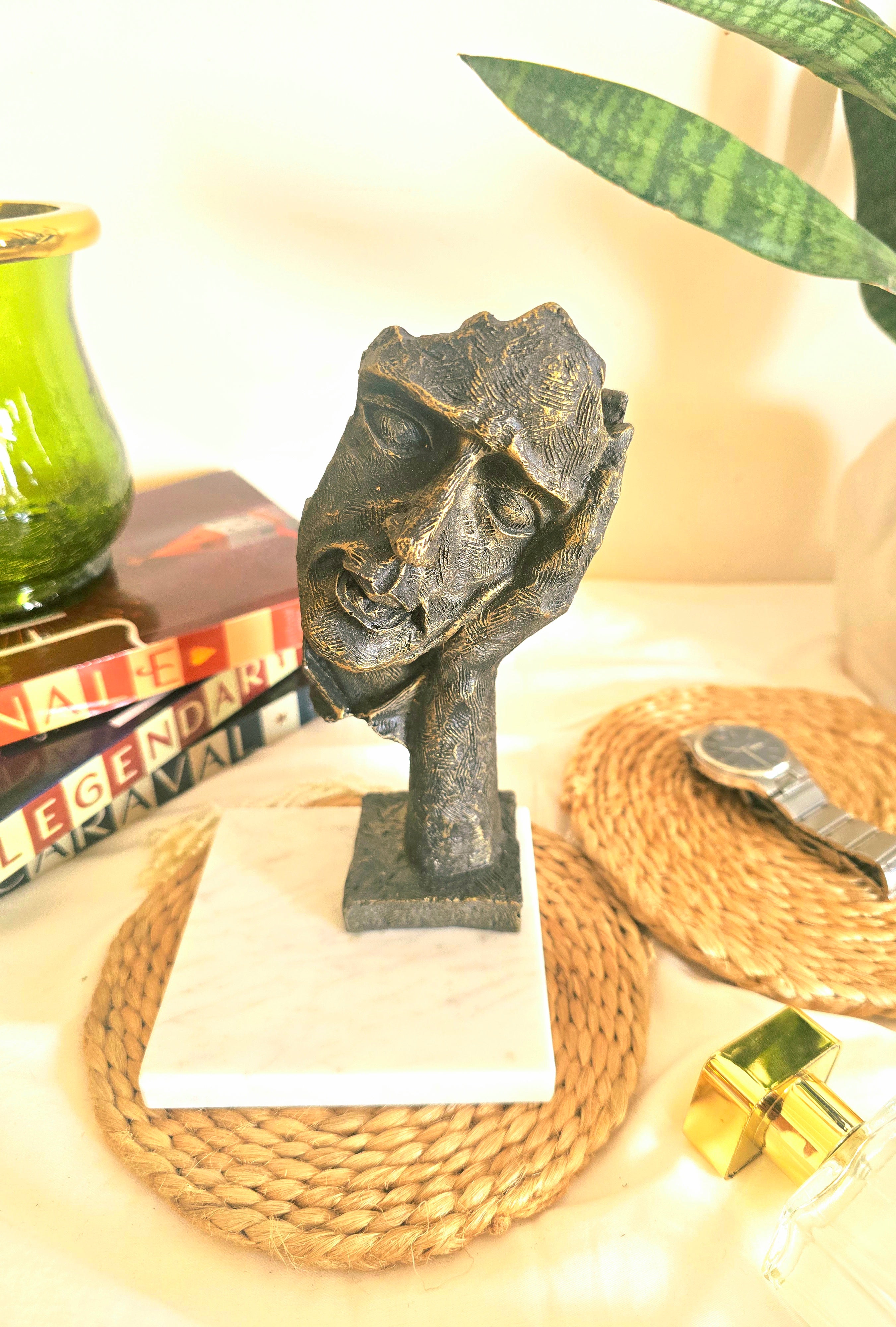 Black Golden Black Golden Thinking Man Face Resin Art Statue Thinking Man Face Resin Art Statue
