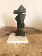 Black Golden Shush Gesture Abstract Statue