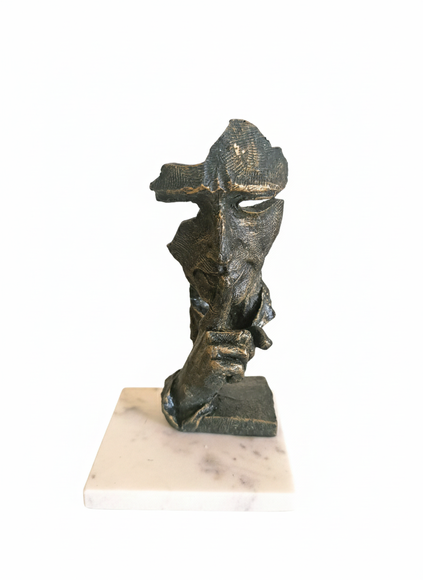 Black Golden Shush Gesture Abstract Statue
