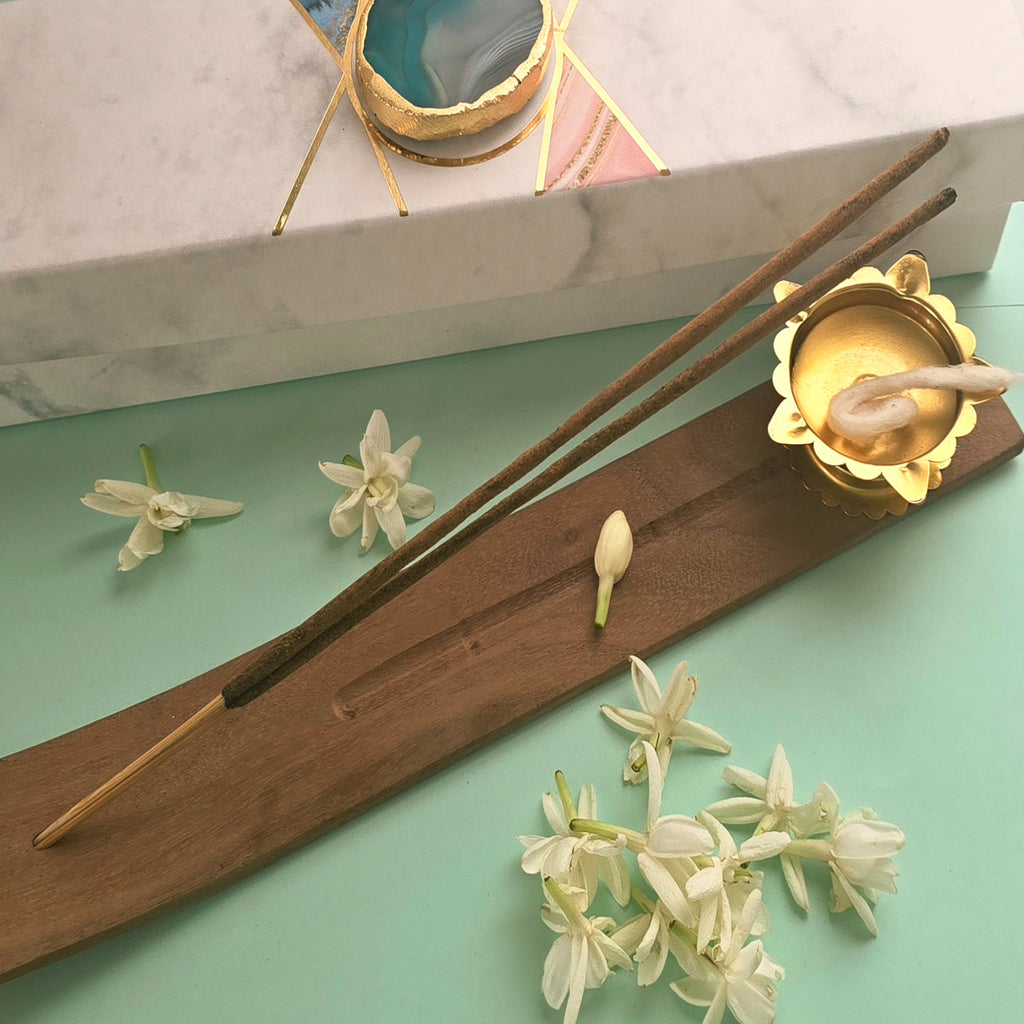 Wooden Incense Holder And Diya
