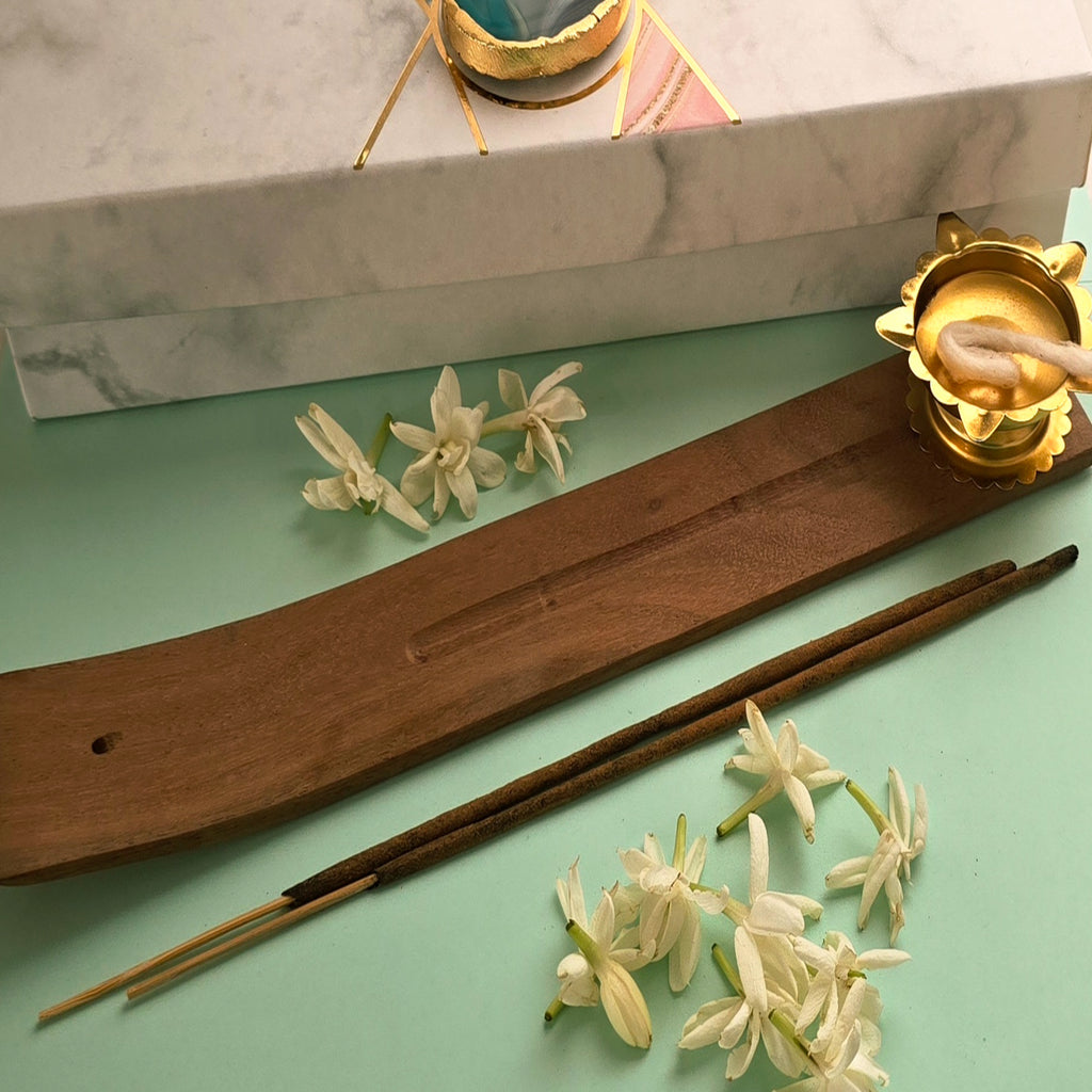 Wooden Incense Holder And Diya