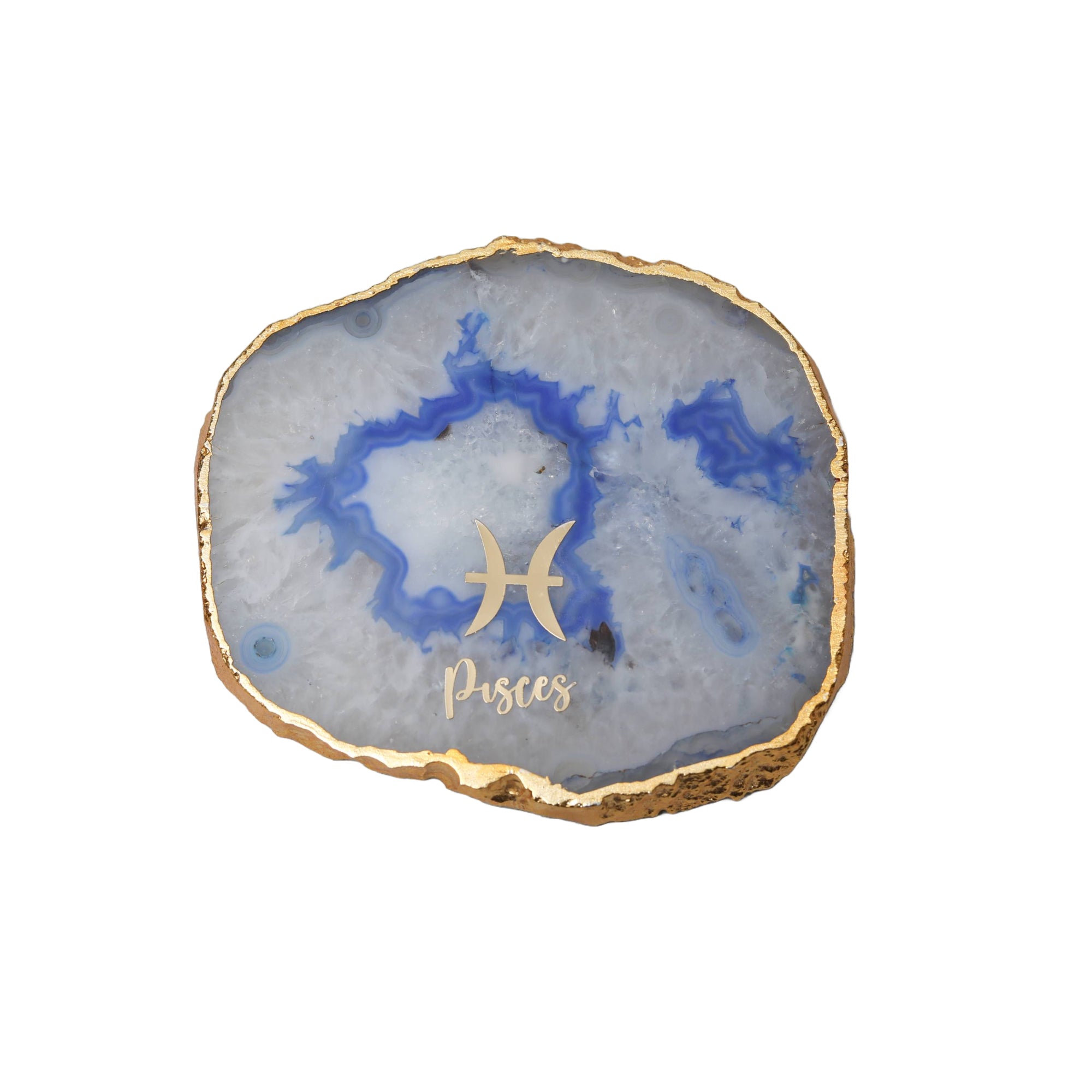 Agate Zodiac Coaster Pisces-Blue