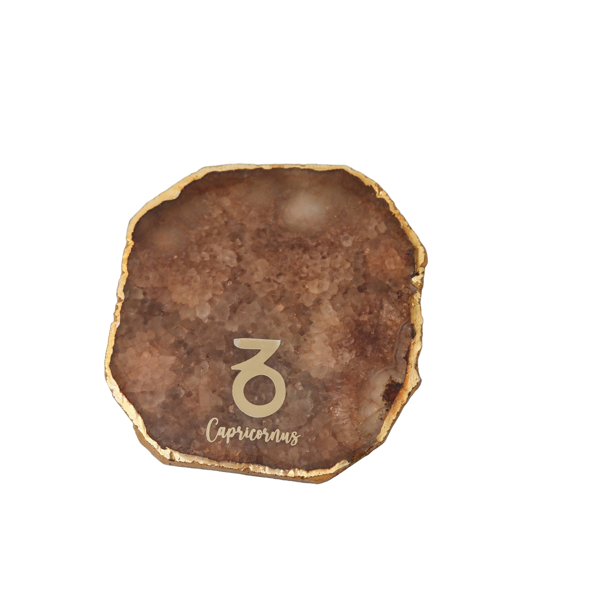Agate Zodiac Coaster Capricorn-Brown