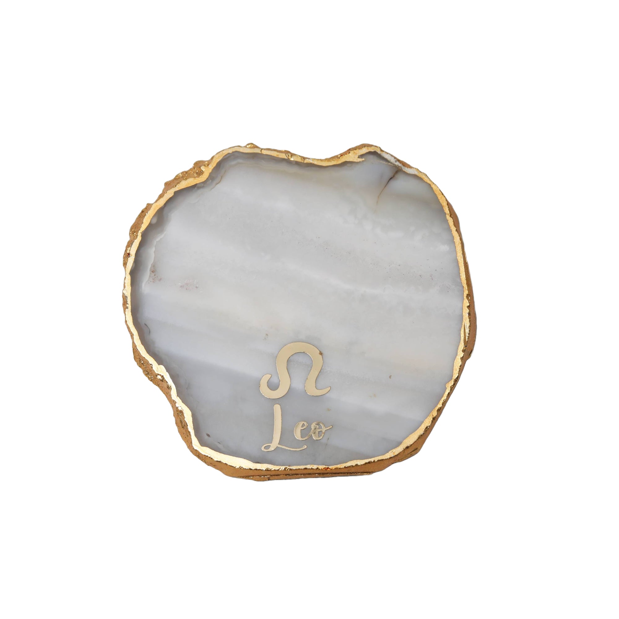 Agate Zodiac Coaster Leo-Natural White