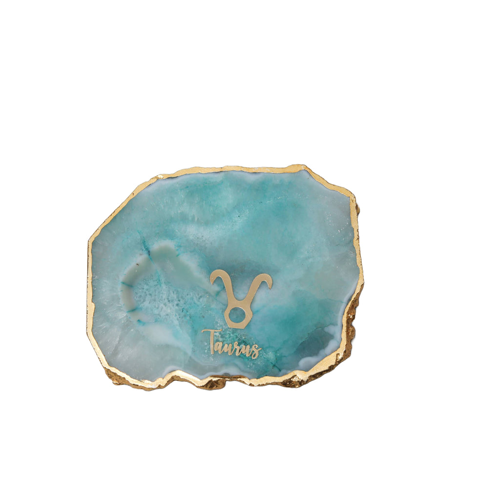 Agate Zodiac Coaster Taurus-Turquoise