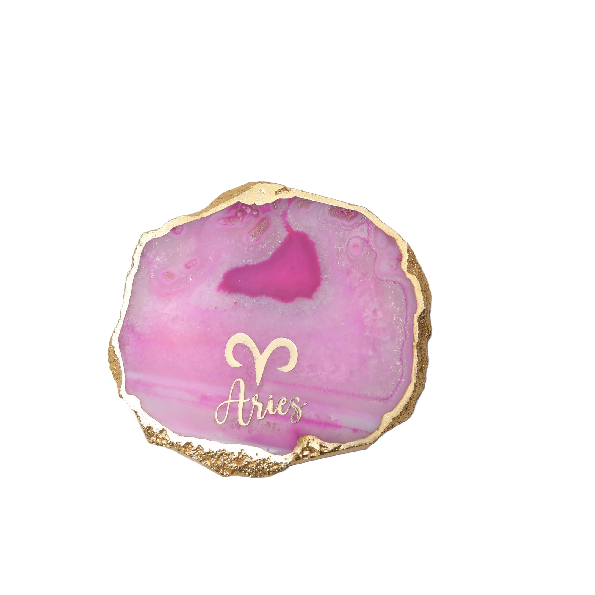 Agate Zodiac Coaster Aries-Pink