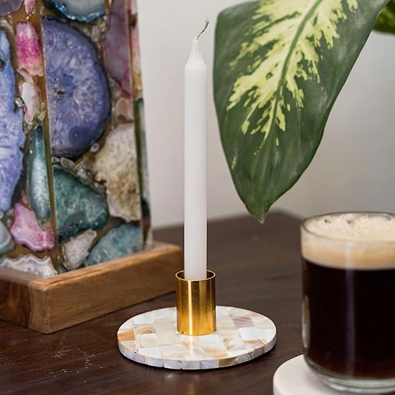 Mother of Pearl  round Tea Light Holder