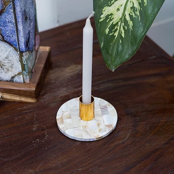 Mother of Pearl  round Tea Light Holder