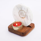Tea Light Holder Marble with Wood with figurine