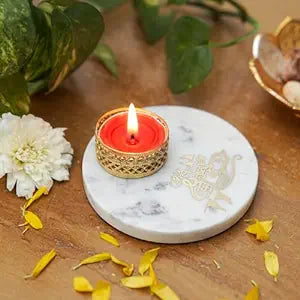 Ganesha Tea Light Holder Marble