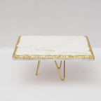 Rectanguler Marble Cake Stand with Wood Cupcake