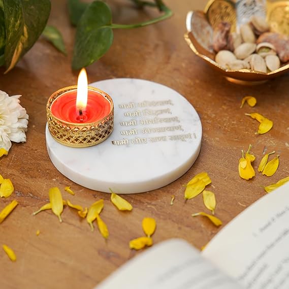 Ganesha Tea Light Holder Marble