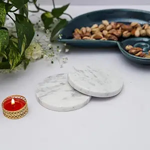 White Marble Plain Coaster  for Tea Coffee Cocktail