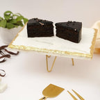 Rectanguler Marble Cake Stand with Metal Stand Cupcake Display Stand for Dessert Weddings Birthdays and Multipurpose