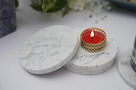 White Marble Plain Coaster  for Tea Coffee Cocktail