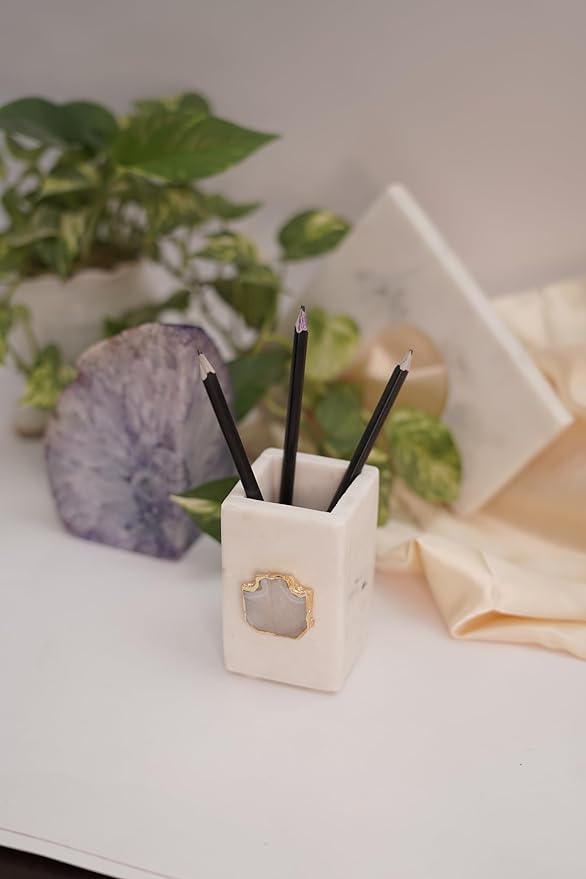 Marble Agate Penstand for Home and Office