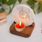 Tea Light Holder Marble with Wood with figurine